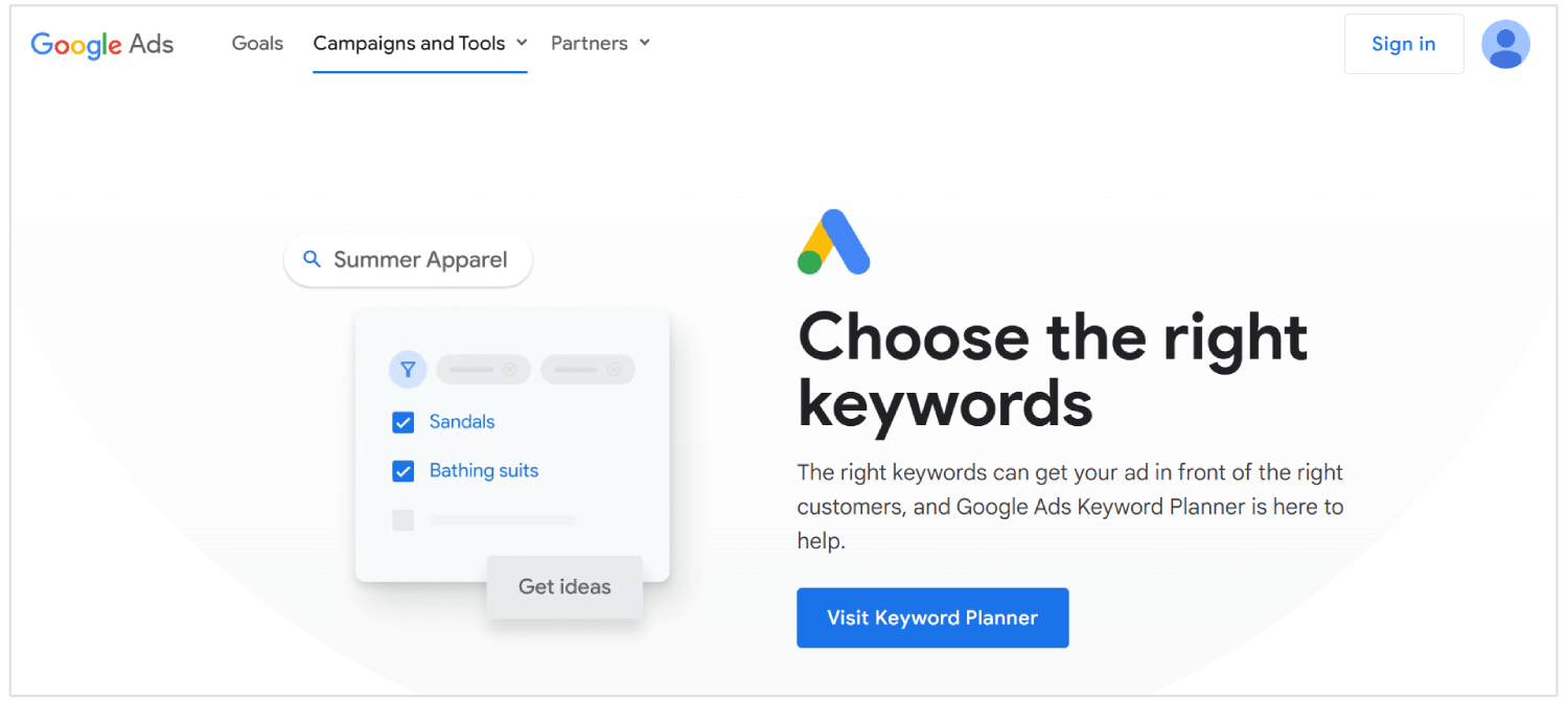 Google keyword planner